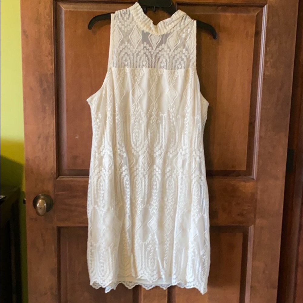 Cream Halter Overlay Dress